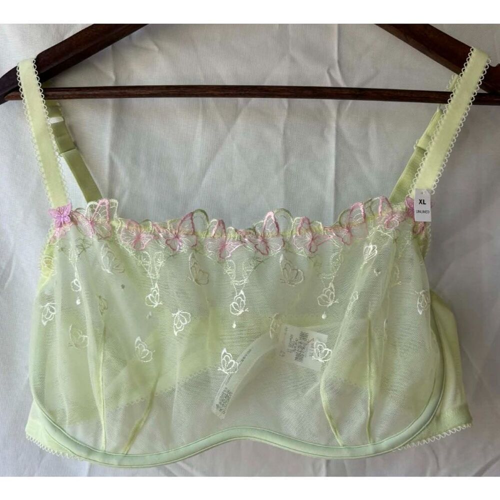 Victorias Secret PINK Unlined Lace Butterfly Bra Pastel Womens Size XL